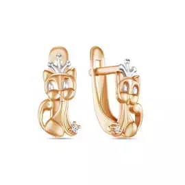 Золотые серьги c фианитами