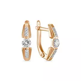 Золотые серьги c сваровски и фианитами