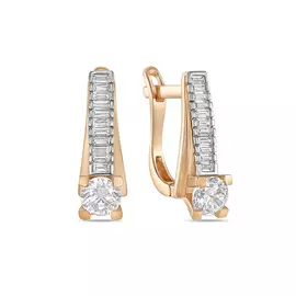 Золотые серьги c фианитами