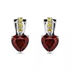 Золотые Серьги c гранатами и цветными сапфирами