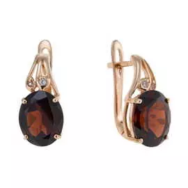 Золотые серьги c гранатами и сапфирами