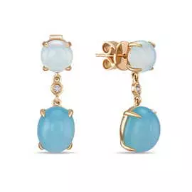 Золотые серьги c халцедоном и бриллиантами