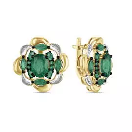 Золотые серьги c изумрудами