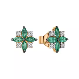 Золотые серьги c изумрудами