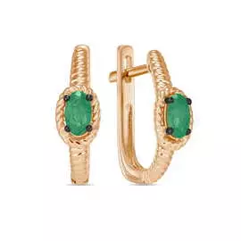 Золотые Серьги c изумрудами