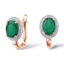 Золотые серьги c изумрудами и бриллиантами