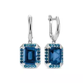 Золотые Серьги c лондон топазом