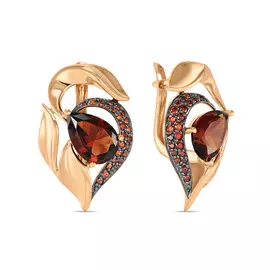 Золотые Серьги c наноситалами и фианитами