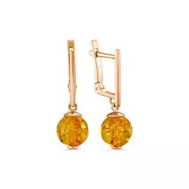 Золотые серьги c янтарем