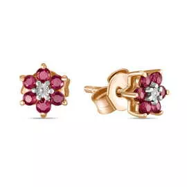 Золотые серьги c рубинами