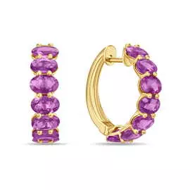 Золотые серьги c цветными сапфирами