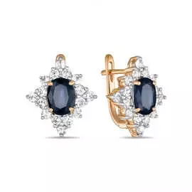 Золотые серьги c цветными сапфирами и сапфирами