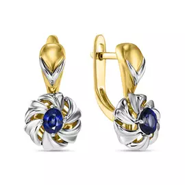 Золотые Серьги c сапфирами