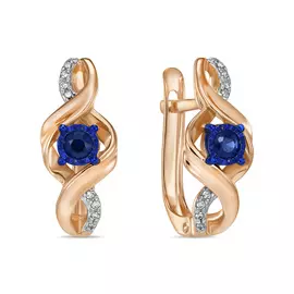 Золотые серьги c сапфирами и бриллиантами