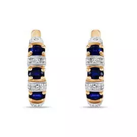 Золотые Серьги c сапфирами и фианитами