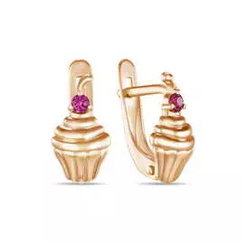 Золотые серьги c синтетический корундами