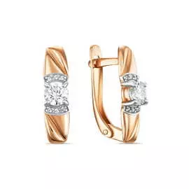 Золотые серьги c сваровски и фианитами