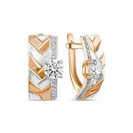 Золотые серьги c сваровски и фианитами