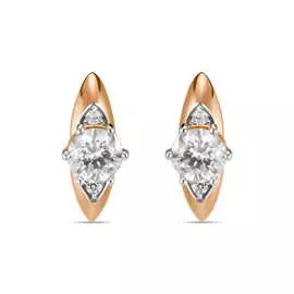 Золотые серьги c сваровски и фианитами