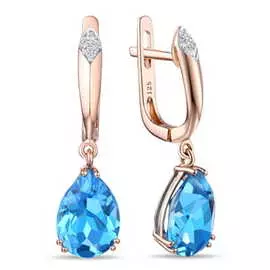 Золотые Серьги c топазами и бриллиантами