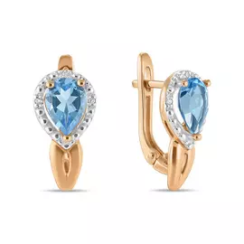 Золотые серьги c топазами и бриллиантами