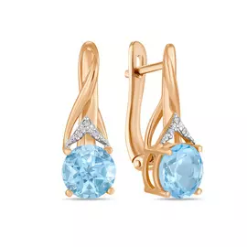 Золотые Серьги c топазами и бриллиантами