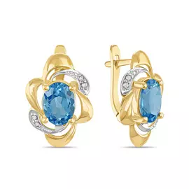 Золотые Серьги c топазами и бриллиантами