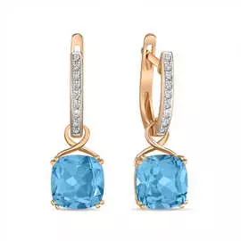 Золотые серьги c топазами и бриллиантами