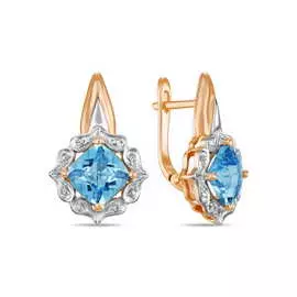 Золотые серьги c топазами и бриллиантами