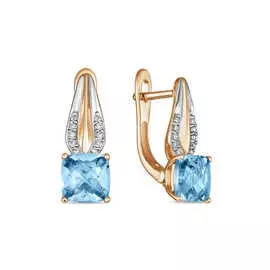 Золотые серьги c топазами и фианитами