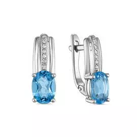 Золотые Серьги c топазами и фианитами