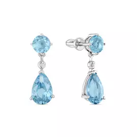 Золотые серьги c топазами и фианитами