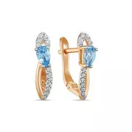 Золотые Серьги c топазами и фианитами