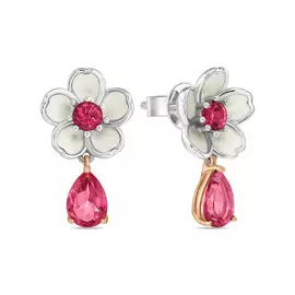 Золотые серьги c топазом и эмалью