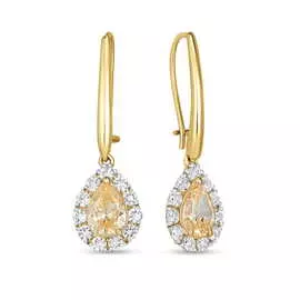 Золотые серьги c топазом и бриллианитом