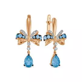 Золотые серьги c топазом и бриллиантами
