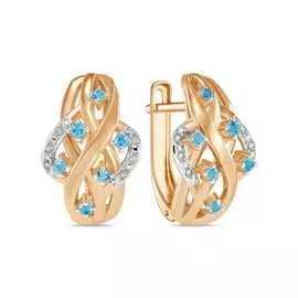 Золотые серьги c топазом и бриллиантами