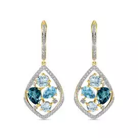 Золотые серьги c топазом и бриллиантами