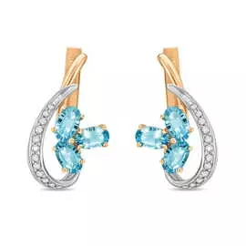 Золотые Серьги c топазом и бриллиантами