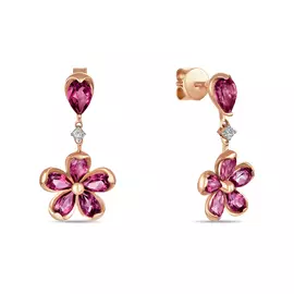 Золотые серьги c топазом и бриллиантами