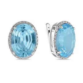 Золотые серьги c топазом и бриллиантами