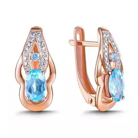 Золотые серьги c топазом и бриллиантами