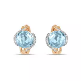 Золотые серьги c топазом и бриллиантами