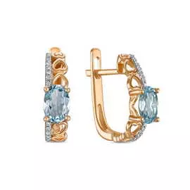 Золотые серьги c топазом и бриллиантами