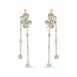 Золотые серьги c топазом и бриллиантами