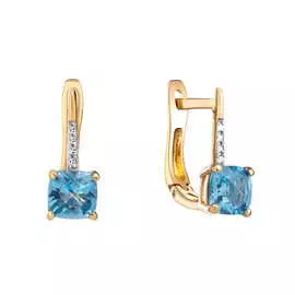 Золотые Серьги c топазами и бриллиантами