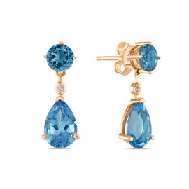 Золотые серьги c топазом и бриллиантами