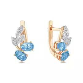 Золотые серьги c топазом и бриллиантами