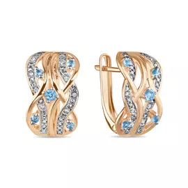 Золотые серьги c топазом и бриллиантами