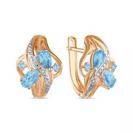 Золотые Серьги c топазом и бриллиантами